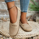 Women's Perforated Slip On Ballet Flat – Round Toe Cutout Vamp Casual Shoe