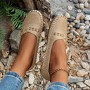 Women's Perforated Slip On Ballet Flat – Round Toe Cutout Vamp Casual Shoe