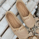 Women's Perforated Slip On Ballet Flat – Round Toe Cutout Vamp Casual Shoe