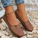 Women's Perforated Slip On Ballet Flat – Round Toe Cutout Vamp Casual Shoe