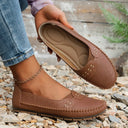 Women's Perforated Slip On Ballet Flat – Round Toe Cutout Vamp Casual Shoe