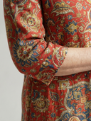 Women's Persian Carpet Print Maxi – V Neck 3/4 Sleeve Placement Motif A-Line Casual Dress