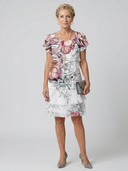 Women's Placement Floral Chiffon Mini – Round Neck Flutter Sleeve Tiered Wedding Guest Dress