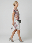 Women's Placement Floral Chiffon Mini – Round Neck Flutter Sleeve Tiered Wedding Guest Dress
