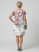 Women's Placement Floral Chiffon Mini – Round Neck Flutter Sleeve Tiered Wedding Guest Dress