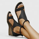Women's Plain Ankle Strap Wedge Sandals – Open Toe Zip Back Casual Summer