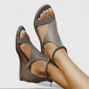Women's Plain Ankle Strap Wedge Sandals – Open Toe Zip Back Casual Summer