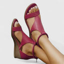 Women's Plain Ankle Strap Wedge Sandals – Open Toe Zip Back Casual Summer