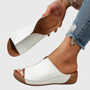 Women's Plain Low Wedge Slide Sandals – Open Toe Slip On Casual Summer Mule