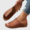 Women's Plain Low Wedge Slide Sandals – Open Toe Slip On Casual Summer Mule