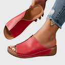 Women's Plain Low Wedge Slide Sandals – Open Toe Slip On Casual Summer Mule