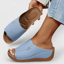 Women's Plain Wedge Slide Sandals – Open Toe Slip On Casual Summer Mule Flatform