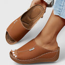 Women's Plain Wedge Slide Sandals – Open Toe Slip On Casual Summer Mule Flatform