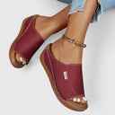 Women's Plain Wedge Slide Sandals – Open Toe Slip On Casual Summer Mule Flatform
