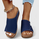 Women's Plain Wedge Slide Sandals – Open Toe Slip On Casual Summer Mule Flatform
