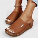 Women's Plain Wedge Slide Sandals – Open Toe Slip On Casual Summer Mule Flatform