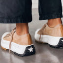 Women's Platform Lace Up Sneakers – Low Top Canvas Toe Cap Chunky Lug Sole