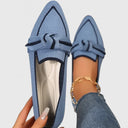Women's Pointed Toe Knit Loafers – Flat Slip On Two Tone Knotted Strap Flats