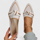 Women's Pointed Toe Knit Loafers – Flat Slip On Two Tone Knotted Strap Flats