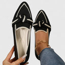 Women's Pointed Toe Knit Loafers – Flat Slip On Two Tone Knotted Strap Flats