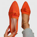 Women's Pointed Toe Knit Loafers – Flat Slip On Two Tone Knotted Strap Flats