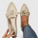 Women's Pointed Toe Knit Loafers – Flat Slip On Two Tone Knotted Strap Flats