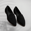 Women's Pointed Toe Penny Loafers – Nubuck Slip On Flat Loafer Shoes Low Heel