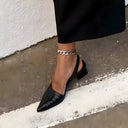 Women's Pointed Toe Slingback Block Heel – Low Heel Dress Pump Office Shoe