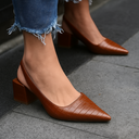 Women's Pointed Toe Slingback Block Heel – Low Heel Dress Pump Office Shoe