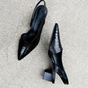 Women's Pointed Toe Slingback Block Heel – Low Heel Dress Pump Office Shoe