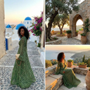 Women's Polka Dot Maxi Dress – V-Neck Long Flare Sleeve Smocked Waist Boho Beach