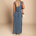 Women's Polka Dot Maxi – Round Neck Sleeveless Gathered Waist Summer Dress