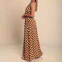 Women's Polka Dot Maxi – Round Neck Sleeveless Gathered Waist Summer Dress