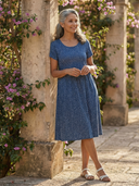 Women's Polka Dot Midi – Scoop Neck Short Sleeve Fit and Flare Summer Dress