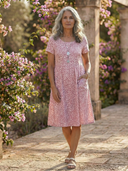 Women's Polka Dot Midi – Scoop Neck Short Sleeve Fit and Flare Summer Dress