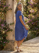 Women's Polka Dot Midi – Scoop Neck Short Sleeve Fit and Flare Summer Dress