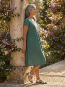 Women's Polka Dot Midi – Scoop Neck Short Sleeve Fit and Flare Summer Dress