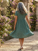 Women's Polka Dot Midi – Scoop Neck Short Sleeve Fit and Flare Summer Dress