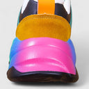 Women's Rainbow Colorblock Chunky Sneaker – Lace Up Low Top Multicolor Trainer