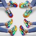 Women's Rainbow Colorblock Chunky Sneaker – Lace Up Low Top Multicolor Trainer