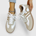 Women's Retro Color Block Low Top Sneakers – Lace Up Casual Everyday Trainer