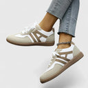 Women's Retro Color Block Low Top Sneakers – Lace Up Casual Everyday Trainer