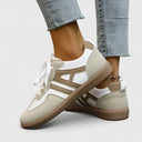 Women's Retro Color Block Low Top Sneakers – Lace Up Casual Everyday Trainer