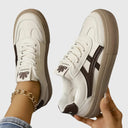 Women's Retro Color Block Low Top Sneakers – Lace Up Court Casual Everyday