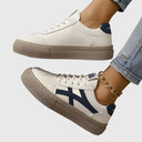 Women's Retro Color Block Low Top Sneakers – Lace Up Court Casual Everyday