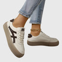 Women's Retro Color Block Low Top Sneakers – Lace Up Court Casual Everyday