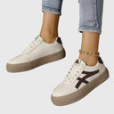 Women's Retro Color Block Low Top Sneakers – Lace Up Court Casual Everyday