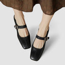 Women's Retro Mary Jane Heels – Square Toe Buckle Strap Block Heel Pumps