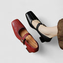 Women's Retro Mary Jane Heels – Square Toe Buckle Strap Block Heel Pumps