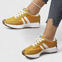 Women's Retro Stripe Low Top Running Sneakers – Lace Up Casual Flatform Trainer